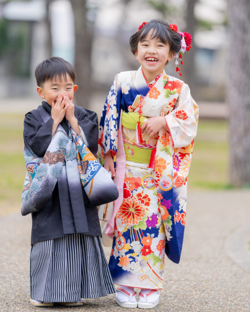 七五三7歳　古典柄　青白