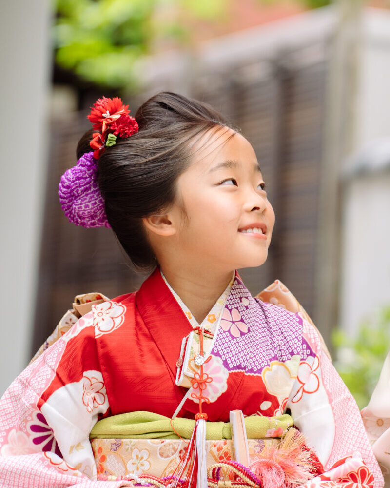 七五三7歳着物　古典赤色